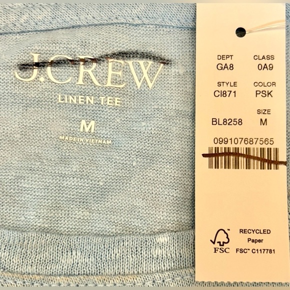 NWT J. Crew Linen Relaxed T-Shirt in Paris Blue, Size Medium - Picture 9 of 11